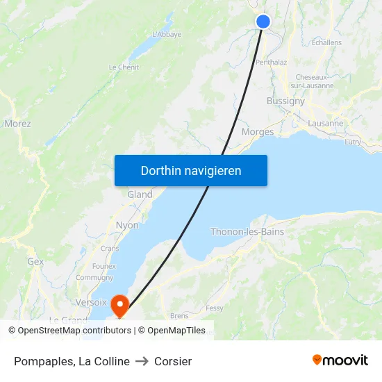 Pompaples, La Colline to Corsier map