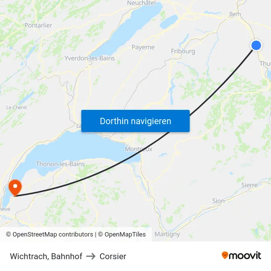 Wichtrach, Bahnhof to Corsier map