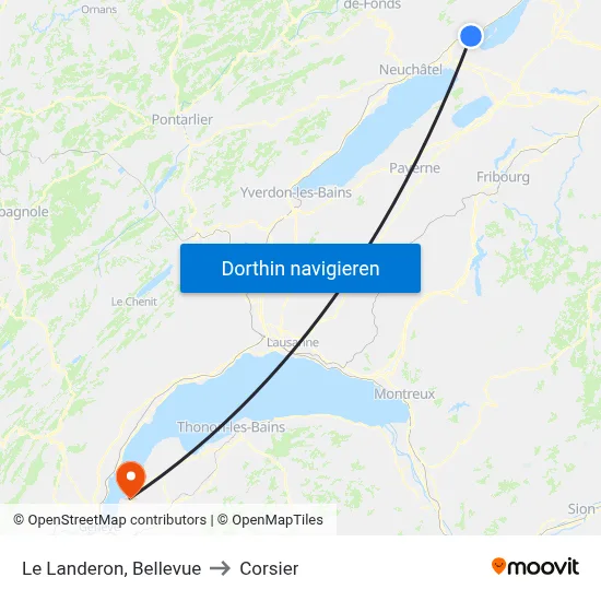Le Landeron, Bellevue to Corsier map