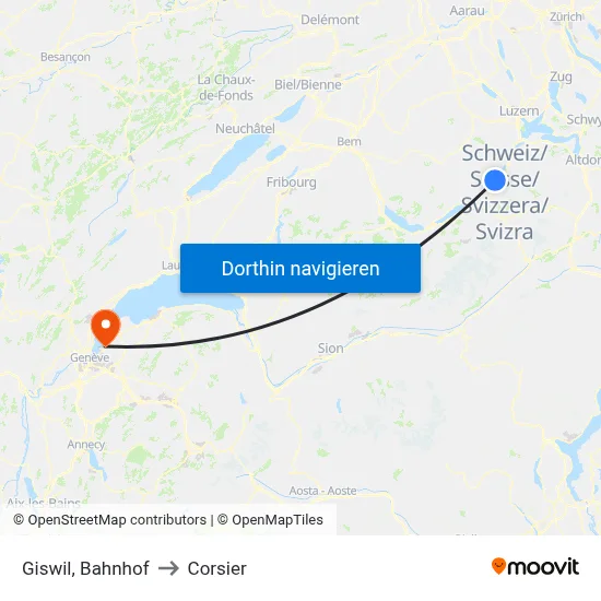 Giswil, Bahnhof to Corsier map