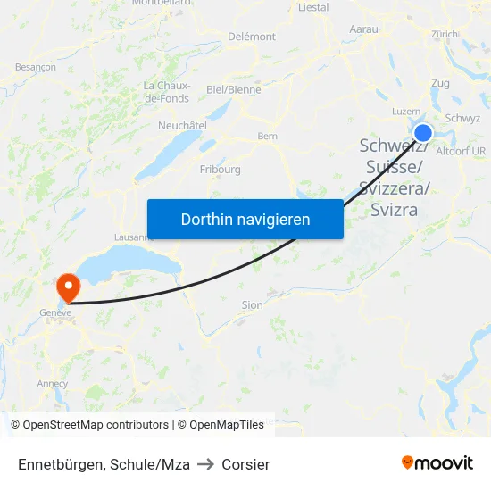 Ennetbürgen, Schule/Mza to Corsier map