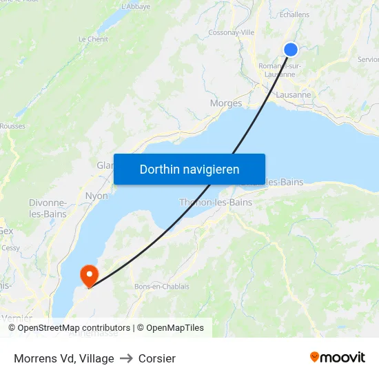 Morrens Vd, Village to Corsier map