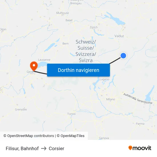 Filisur, Bahnhof to Corsier map