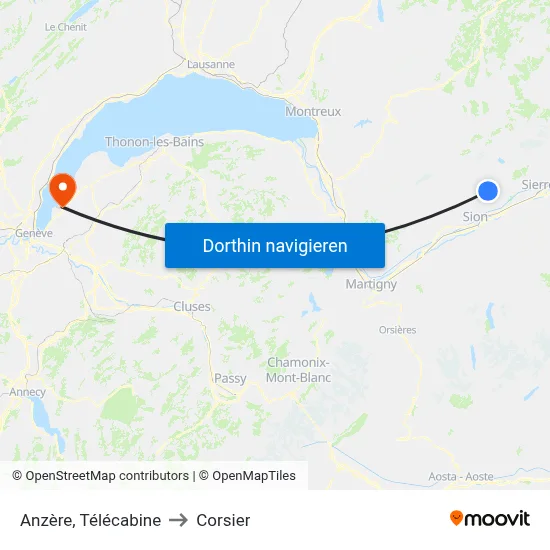 Anzère, Télécabine to Corsier map