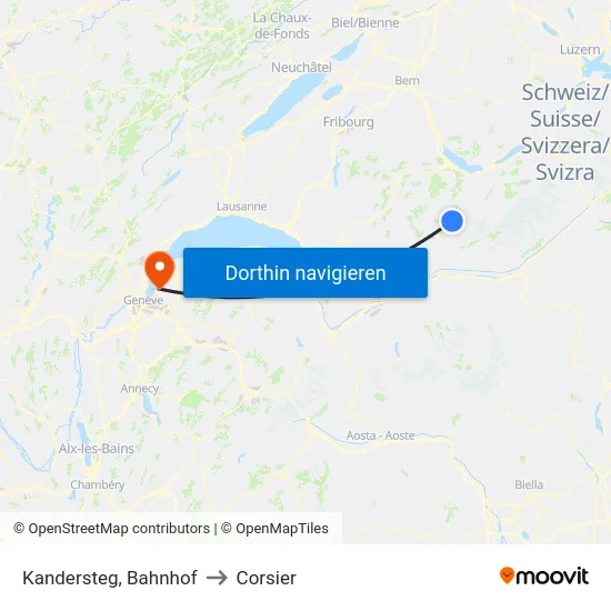 Kandersteg, Bahnhof to Corsier map
