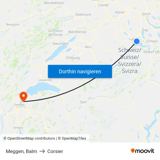 Meggen, Balm to Corsier map
