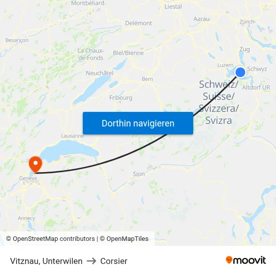Vitznau, Unterwilen to Corsier map
