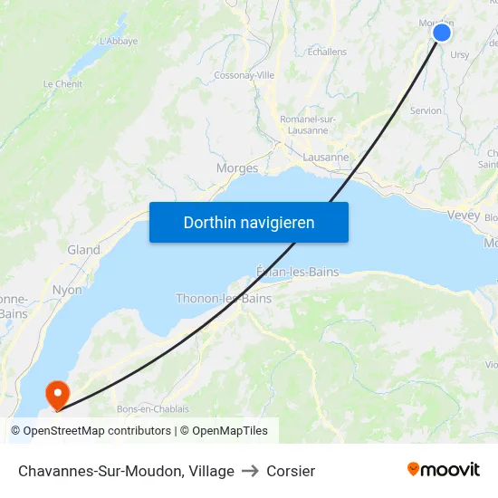 Chavannes-Sur-Moudon, Village to Corsier map