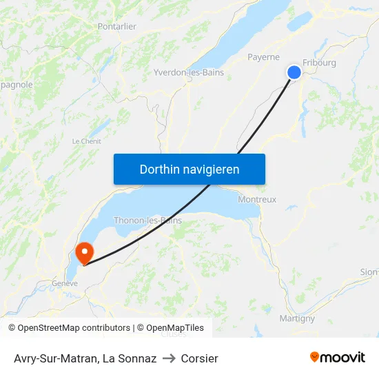 Avry-Sur-Matran, La Sonnaz to Corsier map