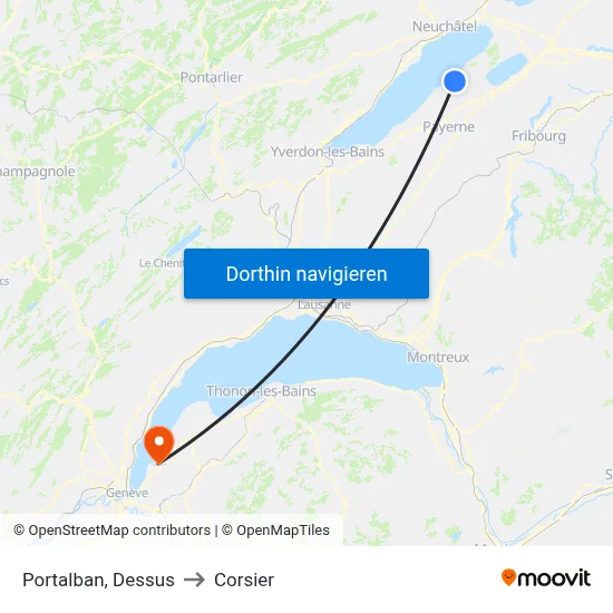 Portalban, Dessus to Corsier map