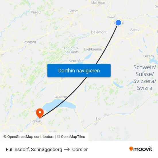 Füllinsdorf, Schnäggeberg to Corsier map