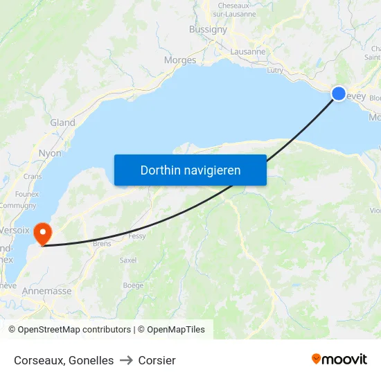 Corseaux, Gonelles to Corsier map