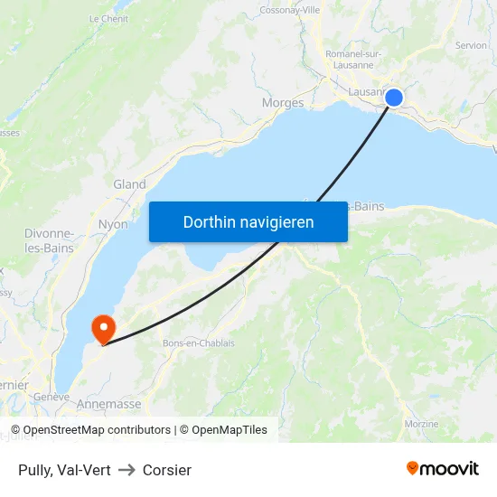 Pully, Val-Vert to Corsier map