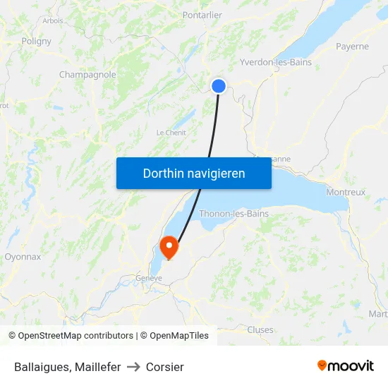 Ballaigues, Maillefer to Corsier map