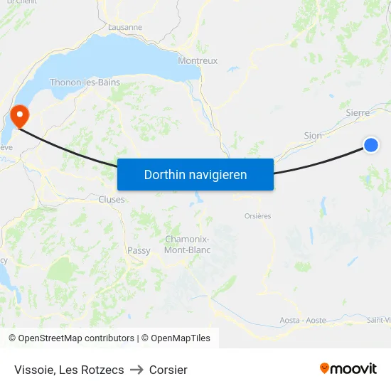 Vissoie, Les Rotzecs to Corsier map