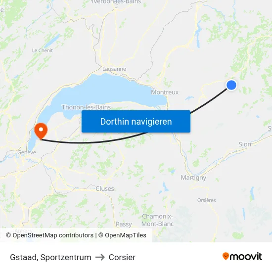 Gstaad, Sportzentrum to Corsier map