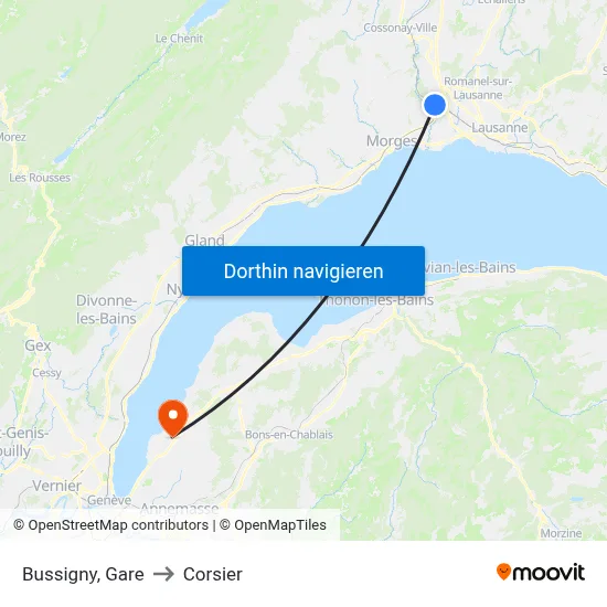 Bussigny, Gare to Corsier map
