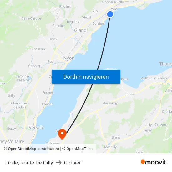Rolle, Route De Gilly to Corsier map