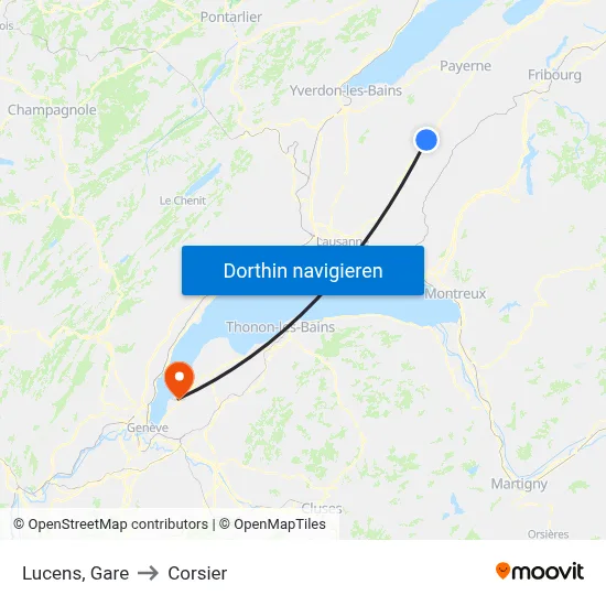 Lucens, Gare to Corsier map