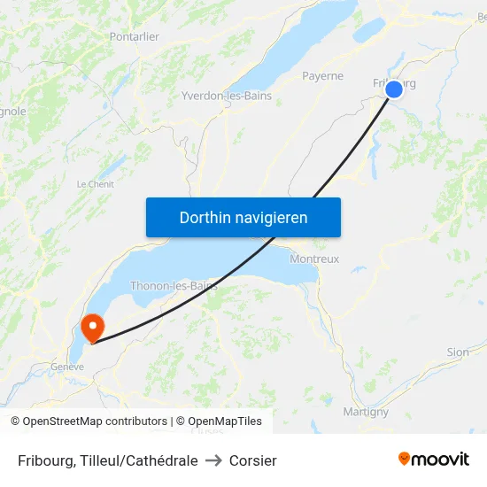 Fribourg, Tilleul/Cathédrale to Corsier map
