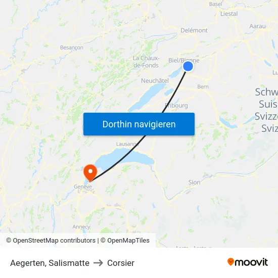 Aegerten, Salismatte to Corsier map