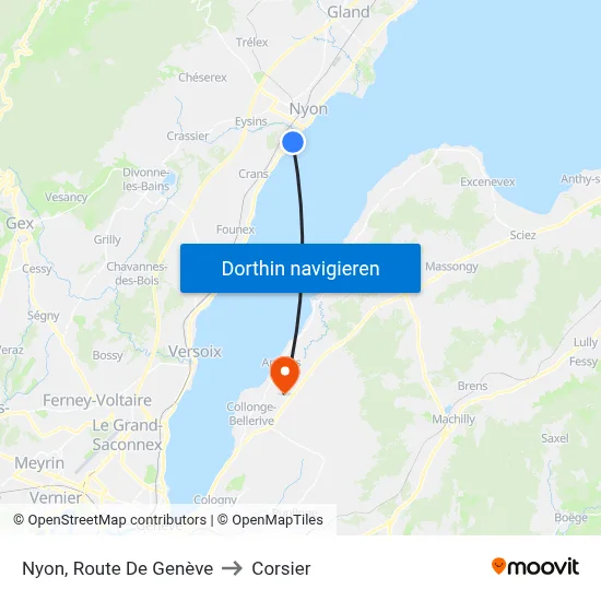 Nyon, Route De Genève to Corsier map