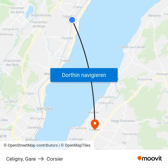Céligny, Gare to Corsier map