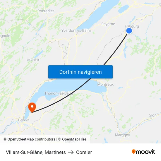 Villars-Sur-Glâne, Martinets to Corsier map