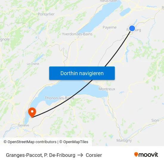 Granges-Paccot, P. De-Fribourg to Corsier map