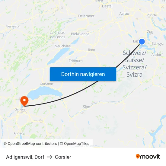 Adligenswil, Dorf to Corsier map