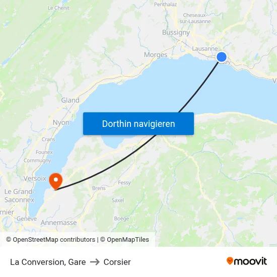 La Conversion, Gare to Corsier map