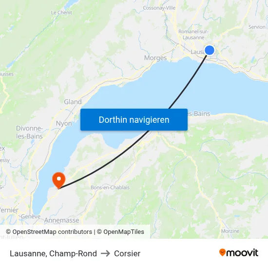 Lausanne, Champ-Rond to Corsier map