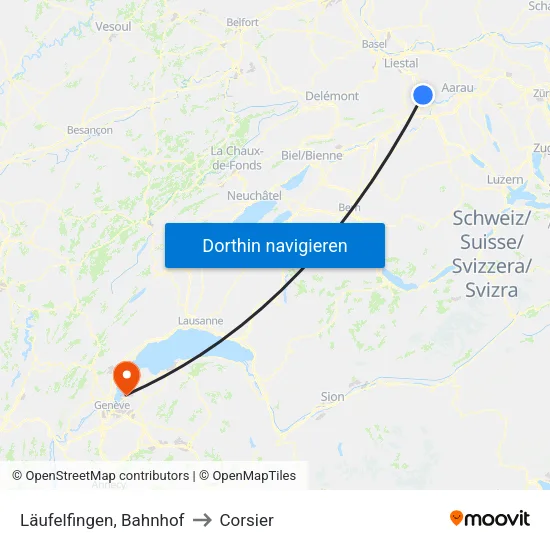 Läufelfingen, Bahnhof to Corsier map
