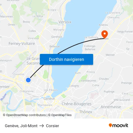 Genève, Joli-Mont to Corsier map