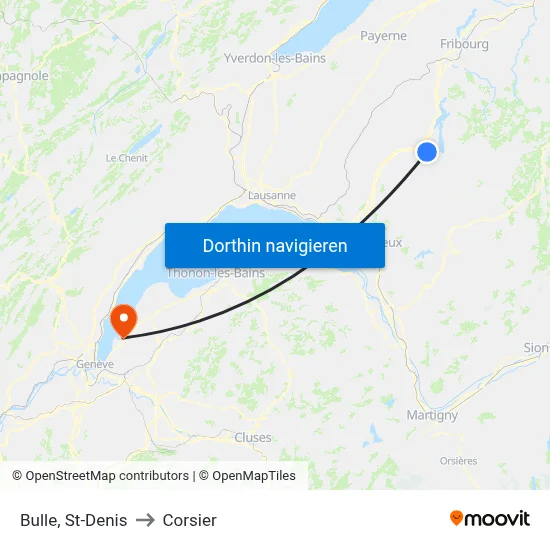 Bulle, St-Denis to Corsier map