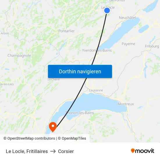 Le Locle, Fritillaires to Corsier map