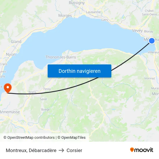 Montreux, Débarcadère to Corsier map