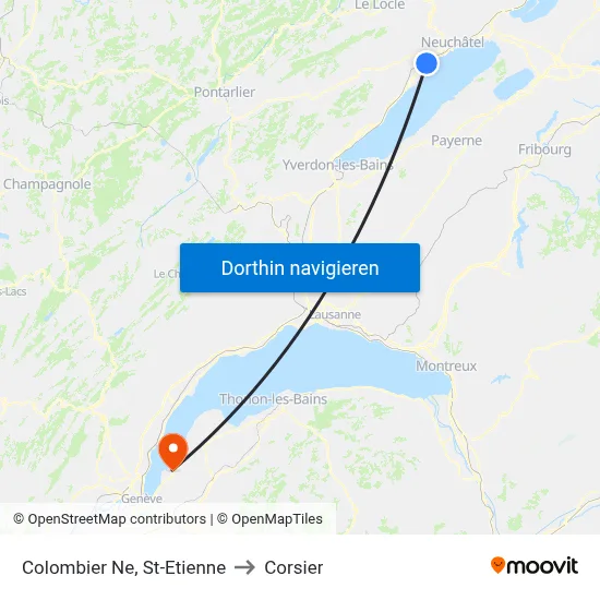 Colombier Ne, St-Etienne to Corsier map