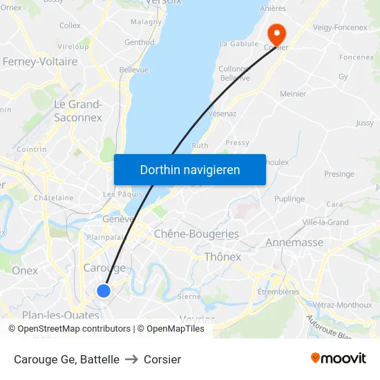 Carouge Ge, Battelle to Corsier map