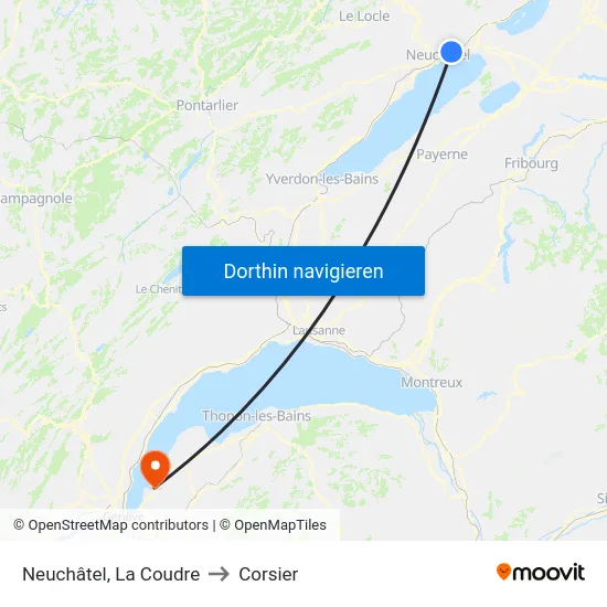 Neuchâtel, La Coudre to Corsier map