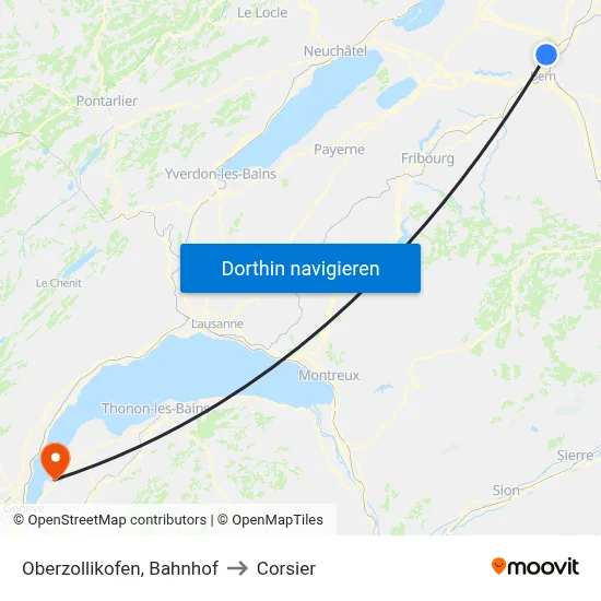 Oberzollikofen, Bahnhof to Corsier map