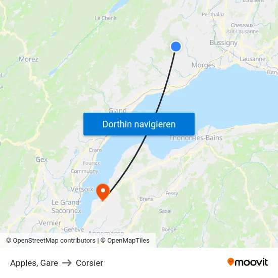 Apples, Gare to Corsier map