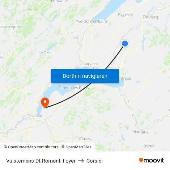 Vuisternens-Dt-Romont, Foyer to Corsier map