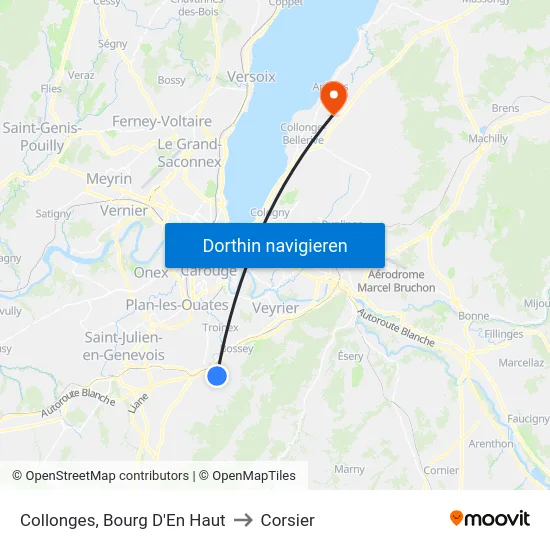 Collonges, Bourg D'En Haut to Corsier map
