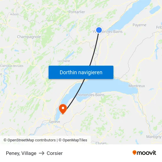 Peney, Village to Corsier map