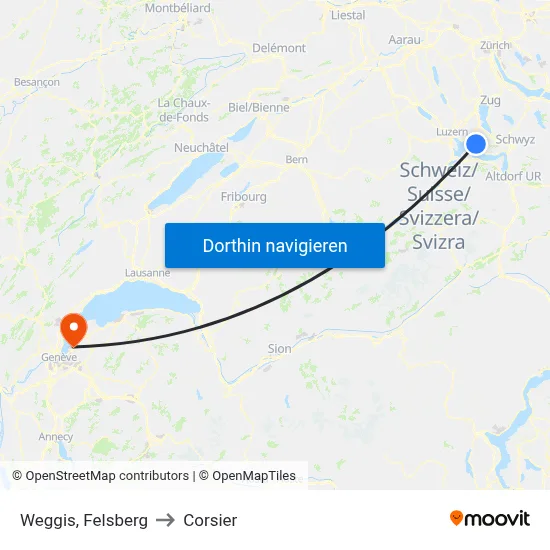 Weggis, Felsberg to Corsier map