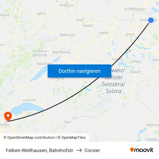 Felben-Wellhausen, Bahnhofstr. to Corsier map