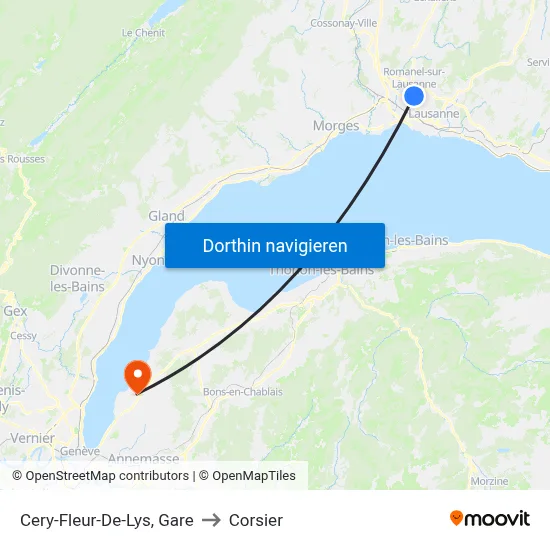 Cery-Fleur-De-Lys, Gare to Corsier map