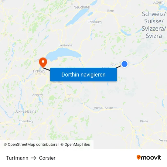 Turtmann to Corsier map