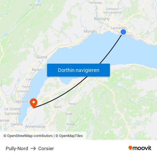 Pully-Nord to Corsier map